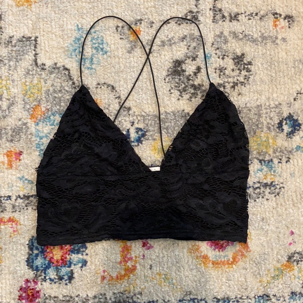 Black lacy crop top
